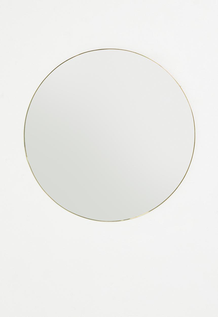 H&S - Thin framed round mirror - gold 79cm dia