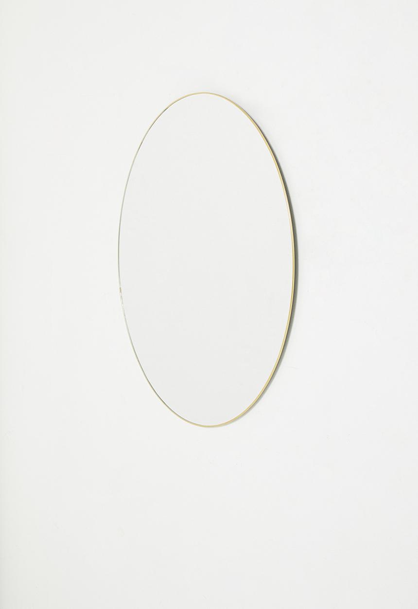 H&S - Thin framed round mirror - gold 79cm dia