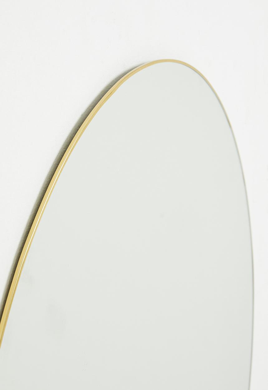 H&S - Thin framed round mirror - gold 79cm dia