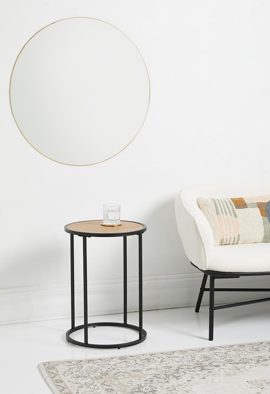 H&S - Thin framed round mirror - gold 79cm dia