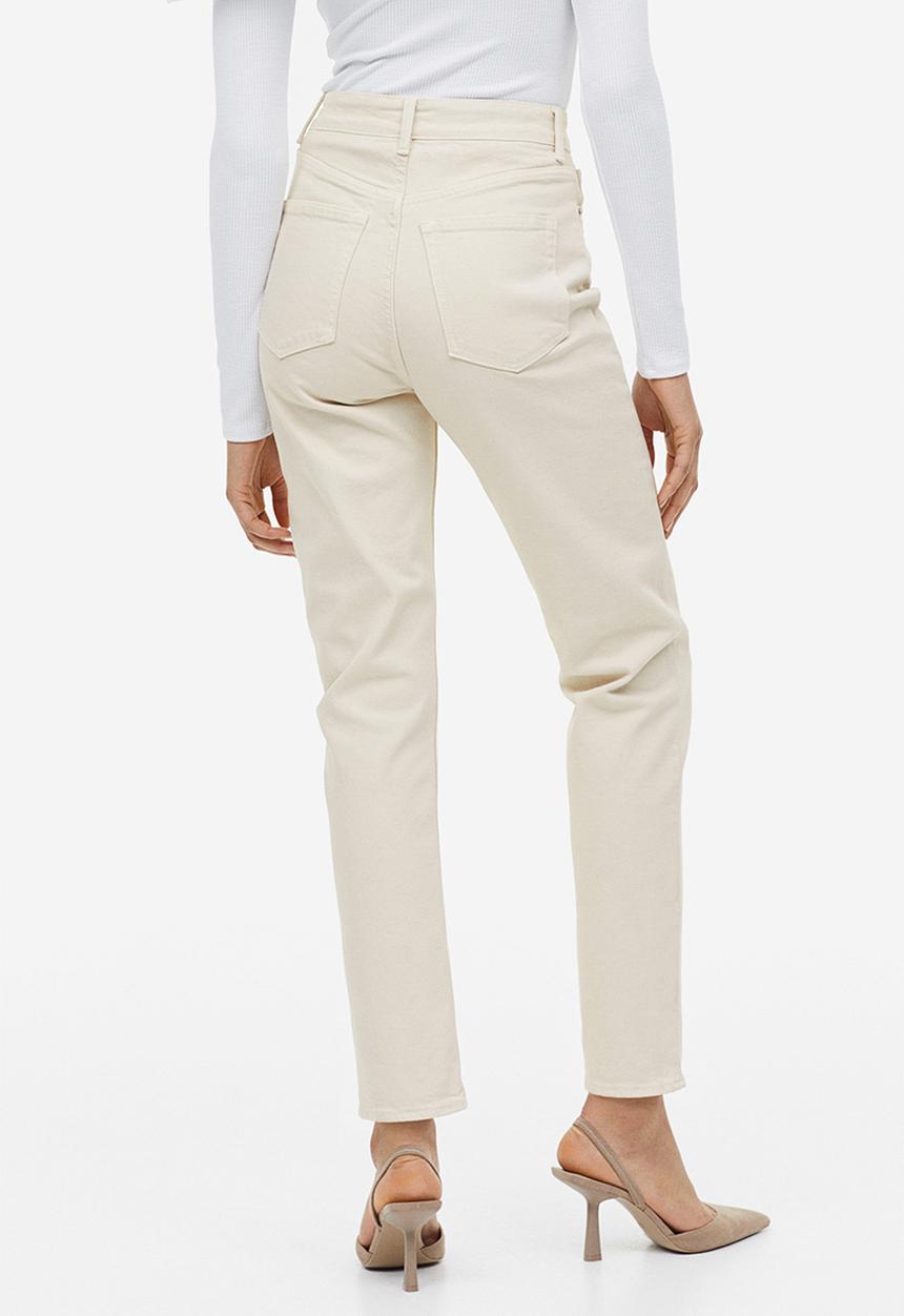 H&M - Slim mom high ankle jeans - light beige