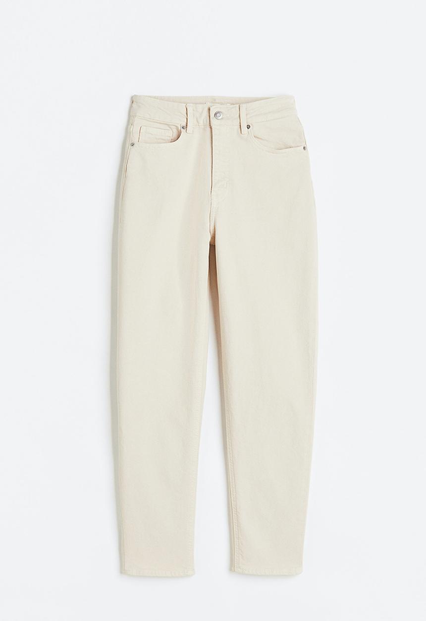 H&M - Slim mom high ankle jeans - light beige