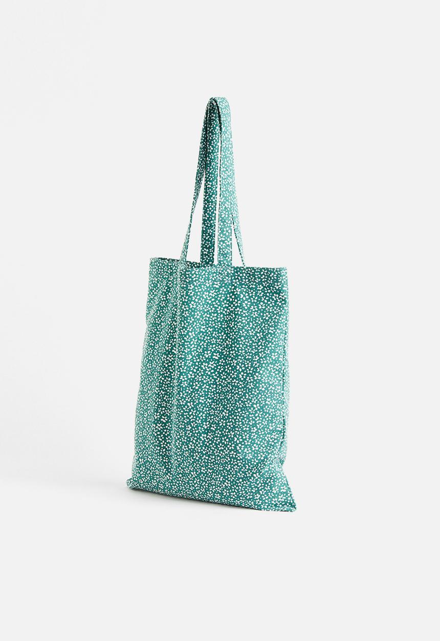 H&M - Printed canvas shopper - green/floral 
