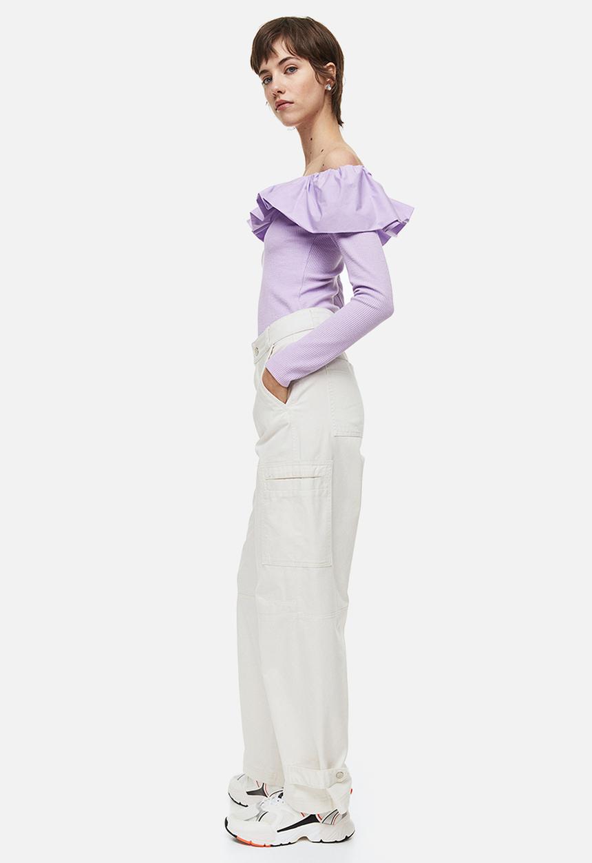 H&M - Straight cargo trousers - white