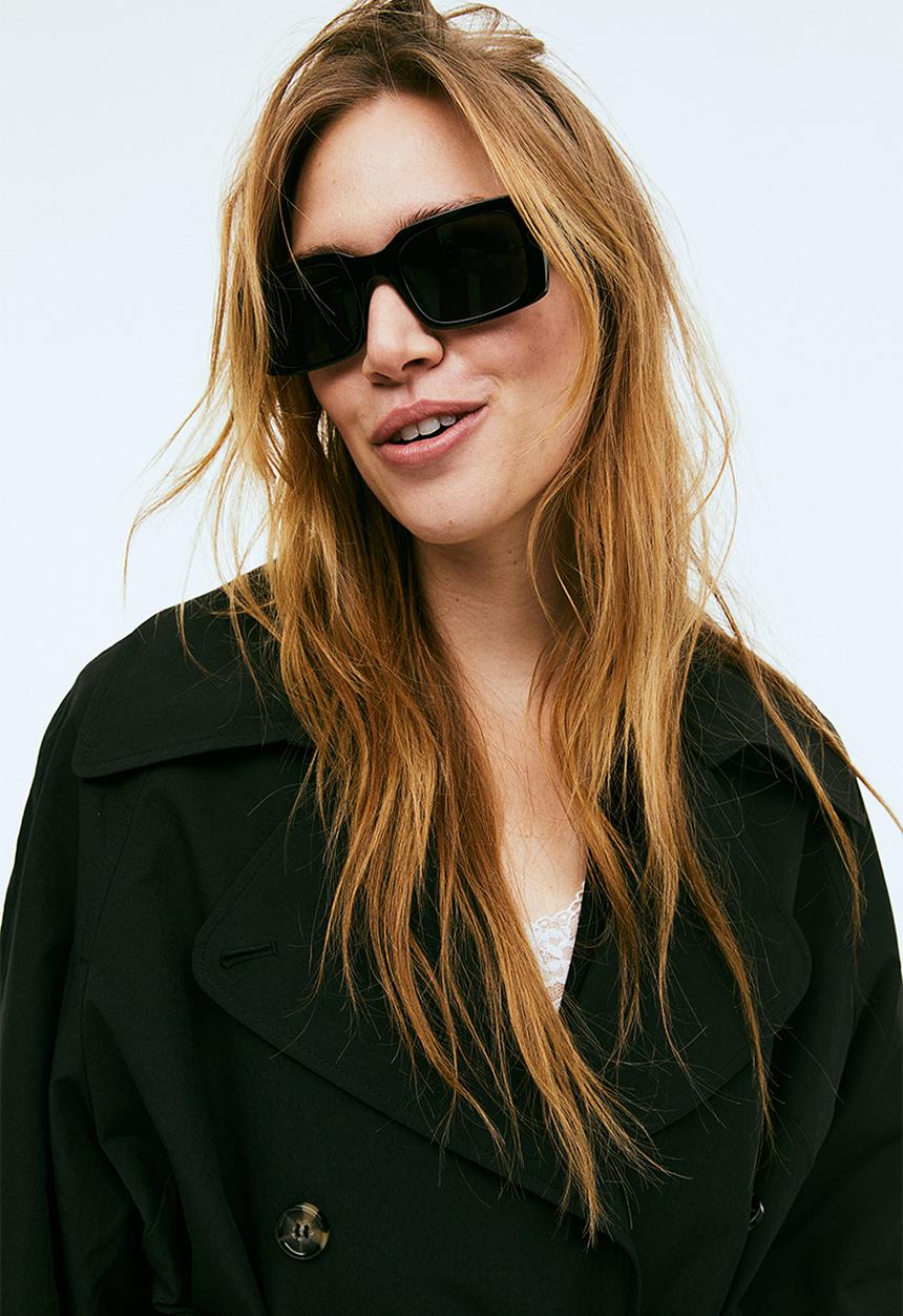 H&M - Double-breasted trench coat - black