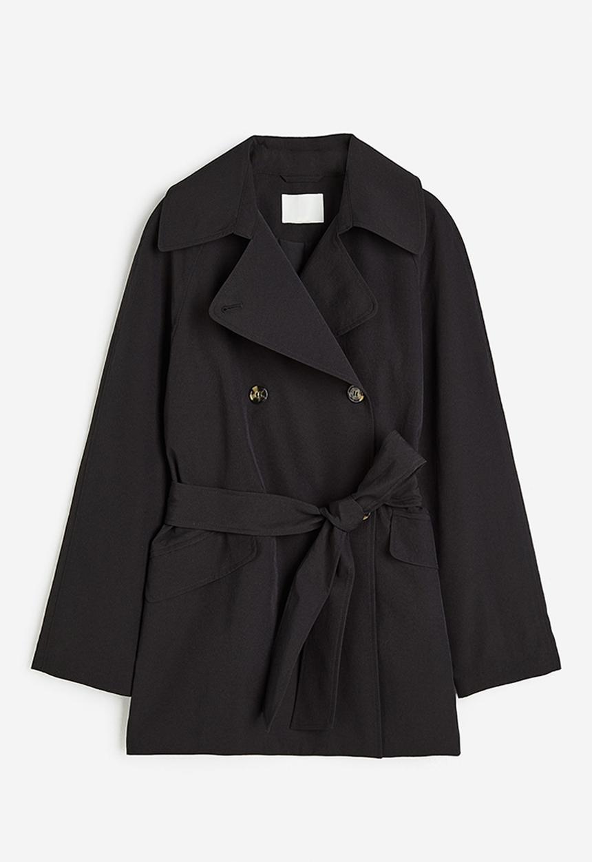 H&M - Double-breasted trench coat - black