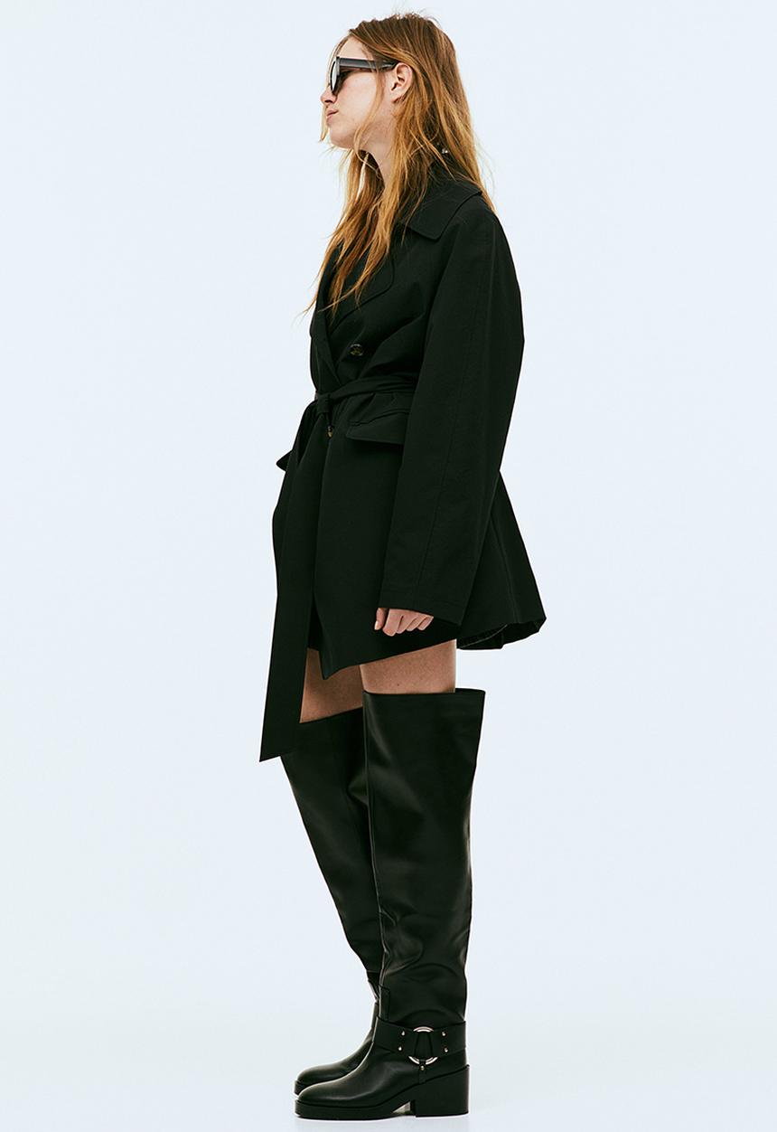 H&M - Double-breasted trench coat - black