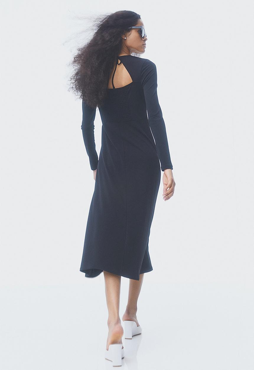H&M - Square-neck jersey dress - black 