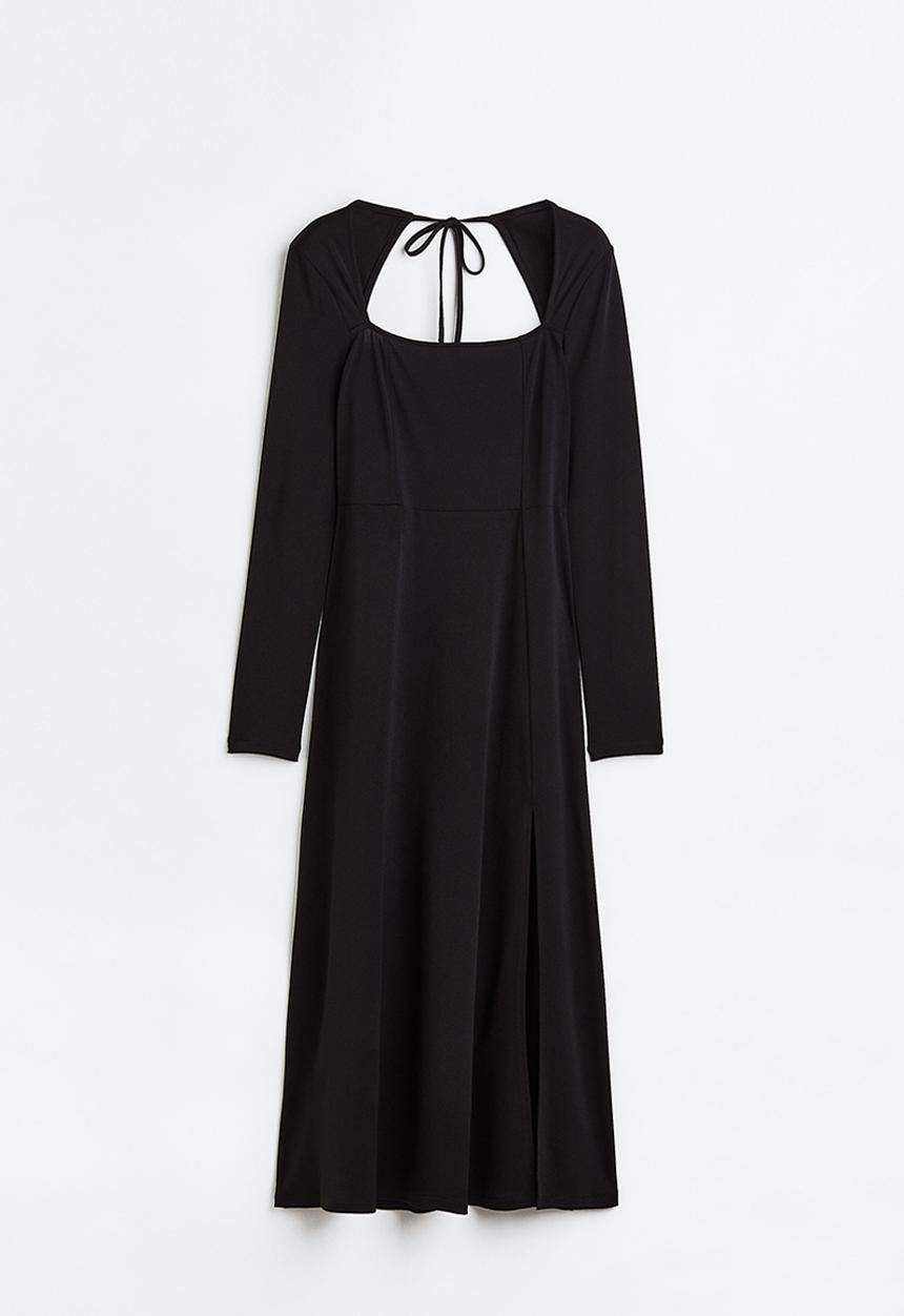 H&M - Square-neck jersey dress - black 