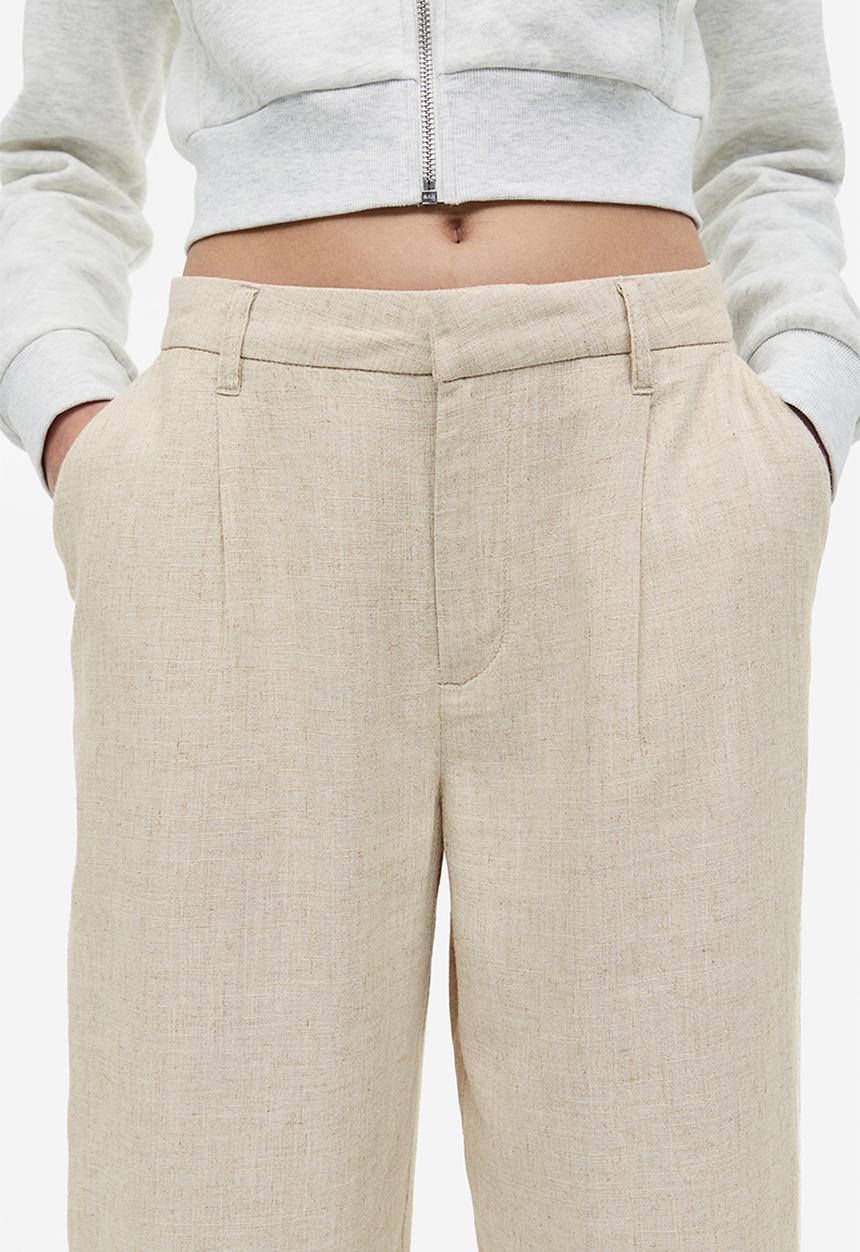 H&M - Linen-blend tailored trousers - light beige
