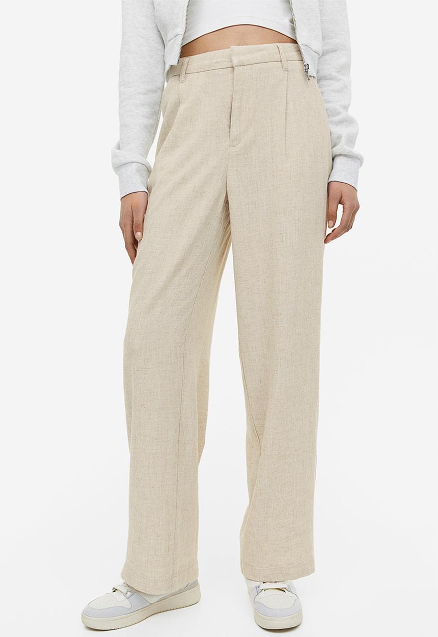 H&M - Linen-blend tailored trousers - light beige
