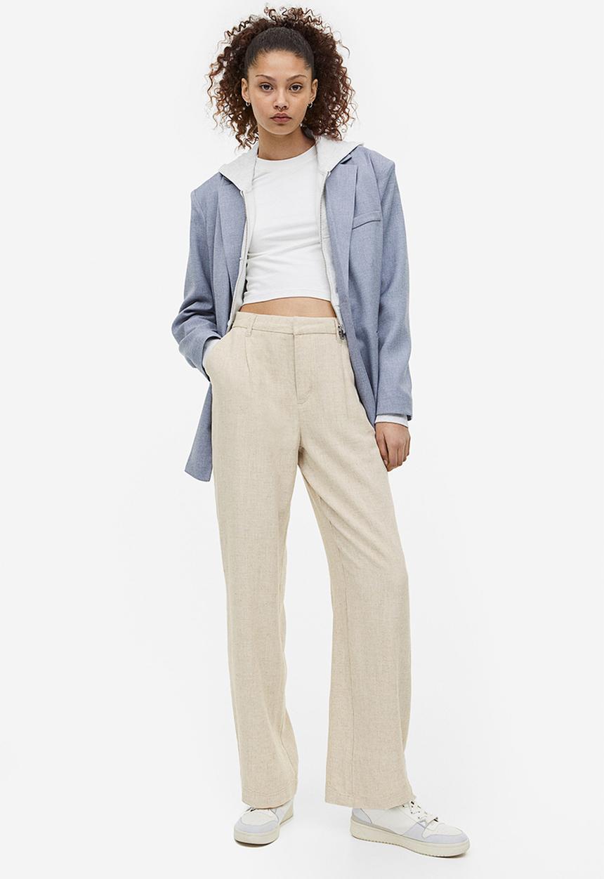 H&M - Linen-blend tailored trousers - light beige