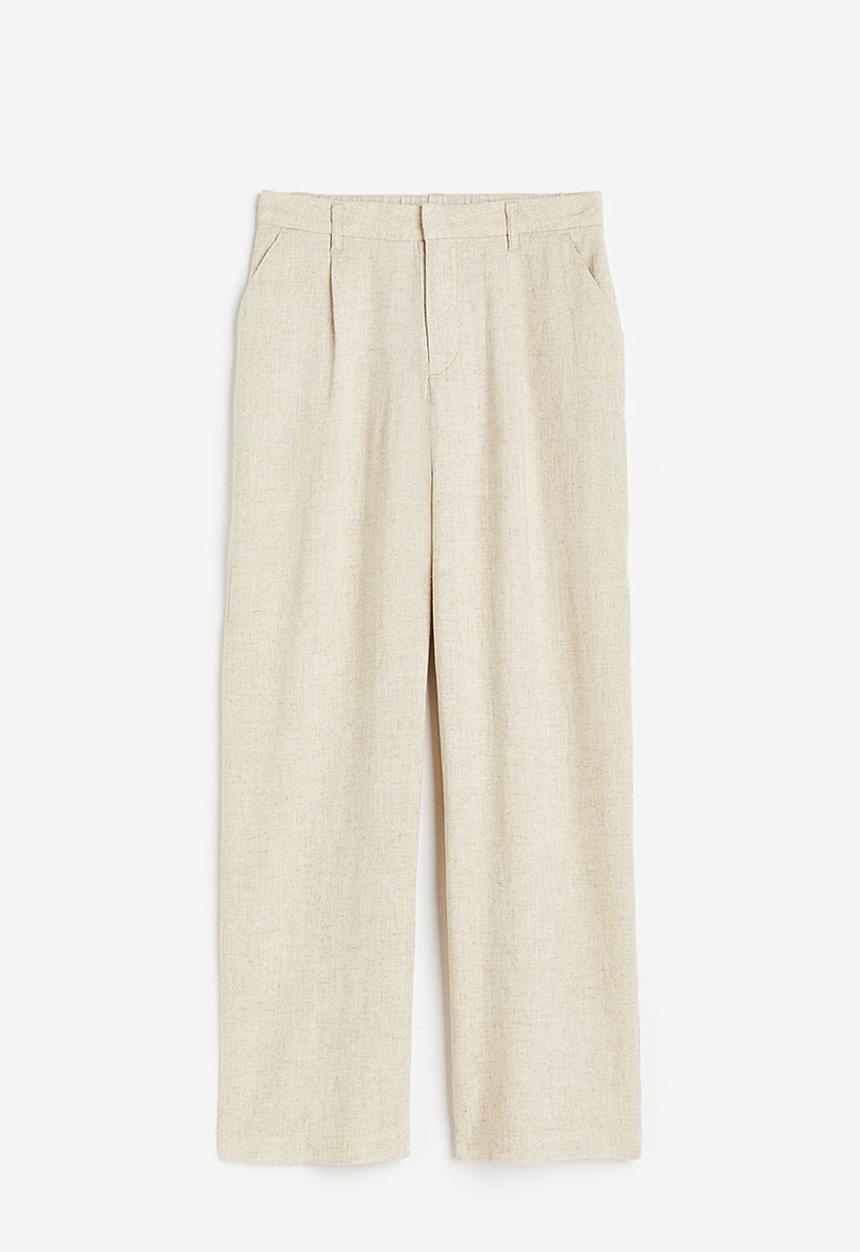 H&M - Linen-blend tailored trousers - light beige