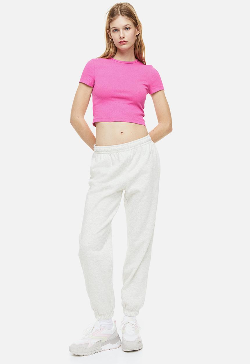 H&M - Ribbed cropped top - cerise