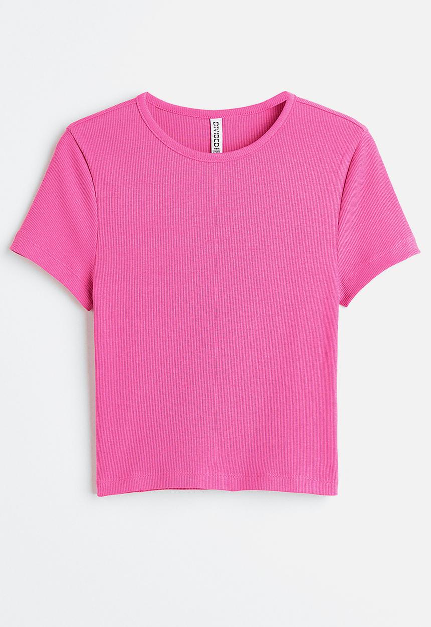 H&M - Ribbed cropped top - cerise