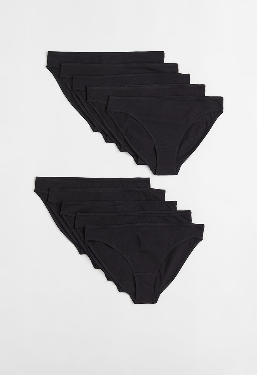 H&M - 10-Pack cotton bikini briefs - black