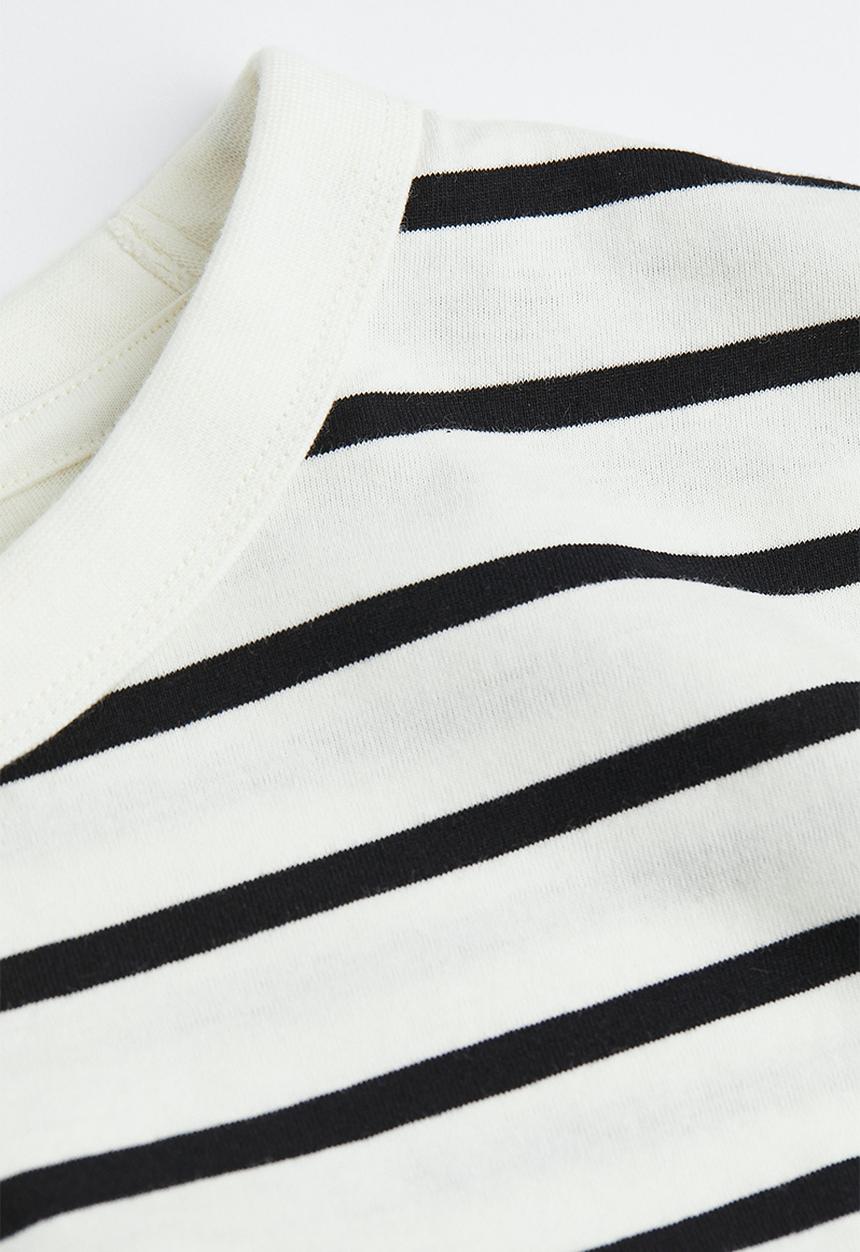 H&M - Cotton jersey top - white/striped