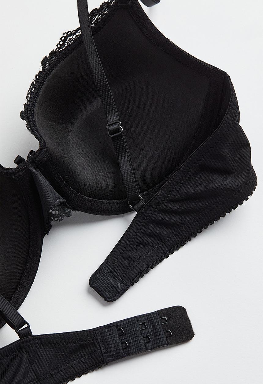 H&M - Lace push-up bra - black