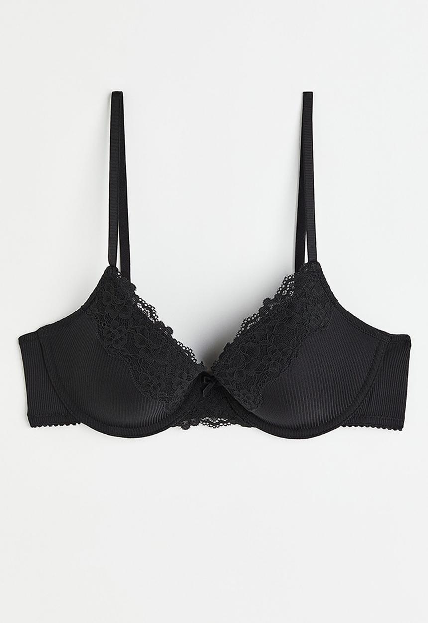 H&M - Lace push-up bra - black
