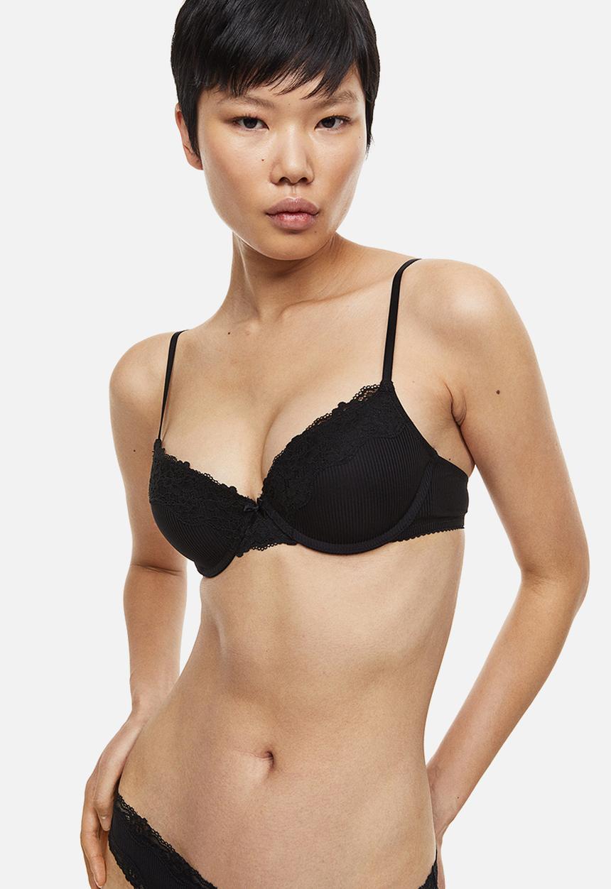 H&M - Lace push-up bra - black