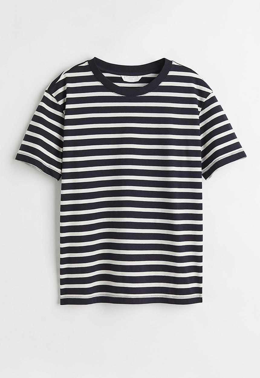 H&M - Cotton t-shirt - dark blue / striped 