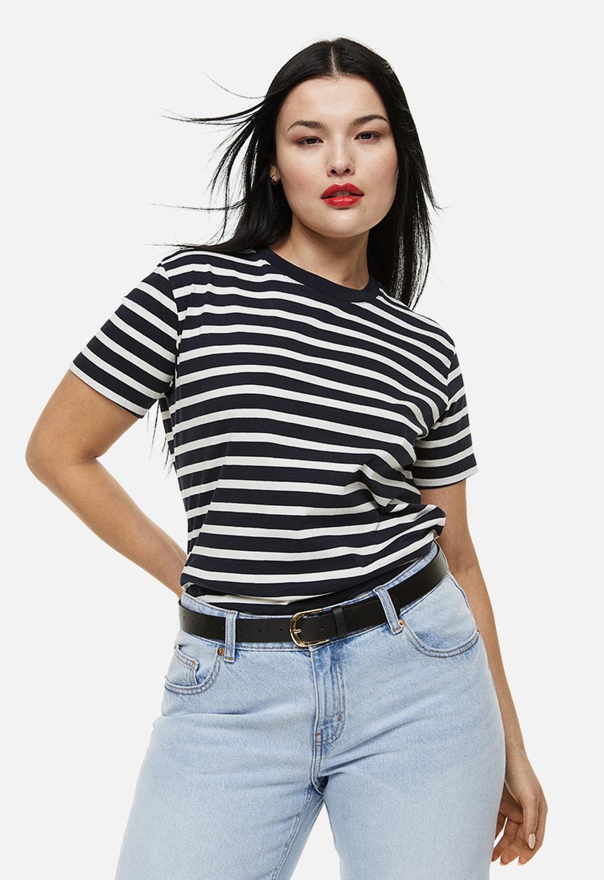 H&M - Cotton t-shirt - dark blue / striped 