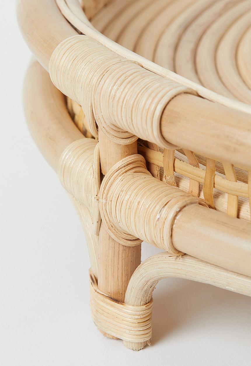 H&M - Round rattan tray - light beige 