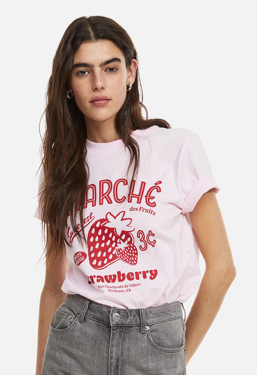 H&M - Cotton t-shirt - pink / strawberry 