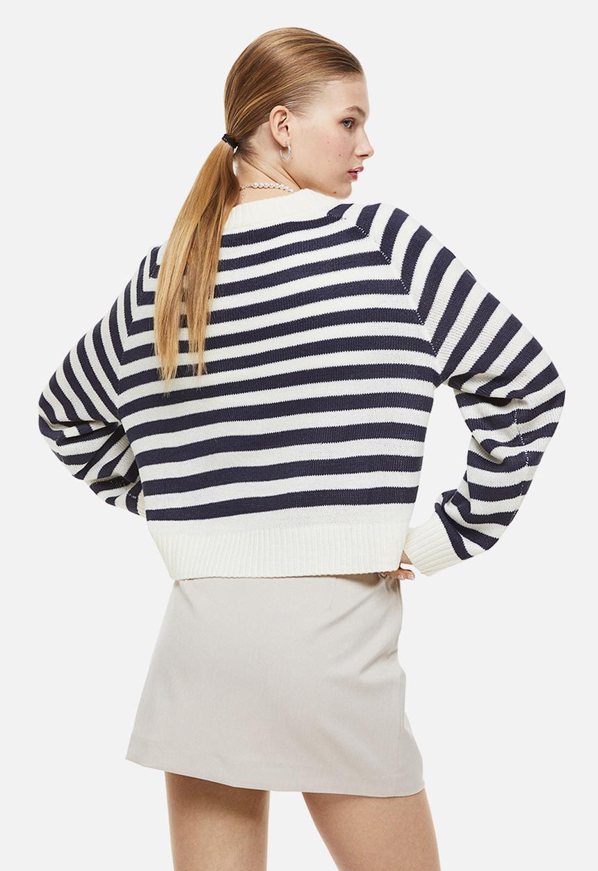 H&M - Short jumper - navy blue/striped 