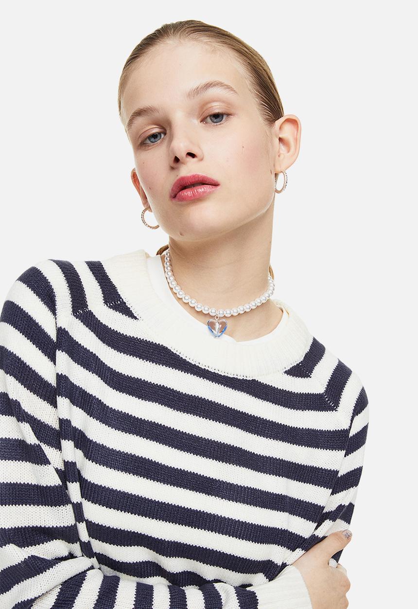 H&M - Short jumper - navy blue/striped 