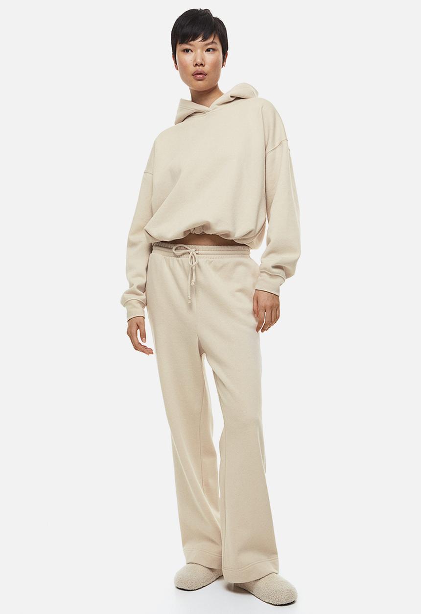 H&M - Boxy drawstring hoodie - light greige