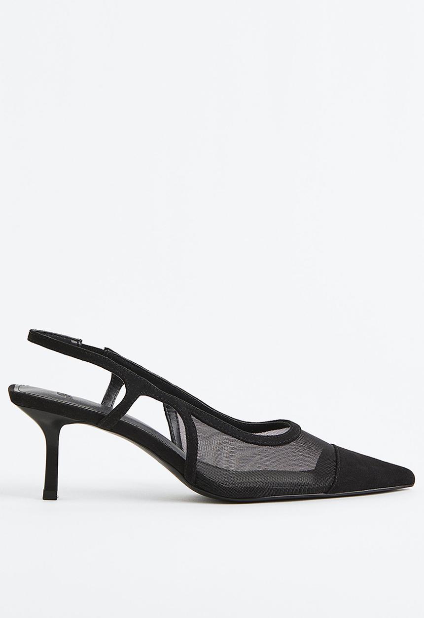 H&M - Mesh-detail slingbacks - black