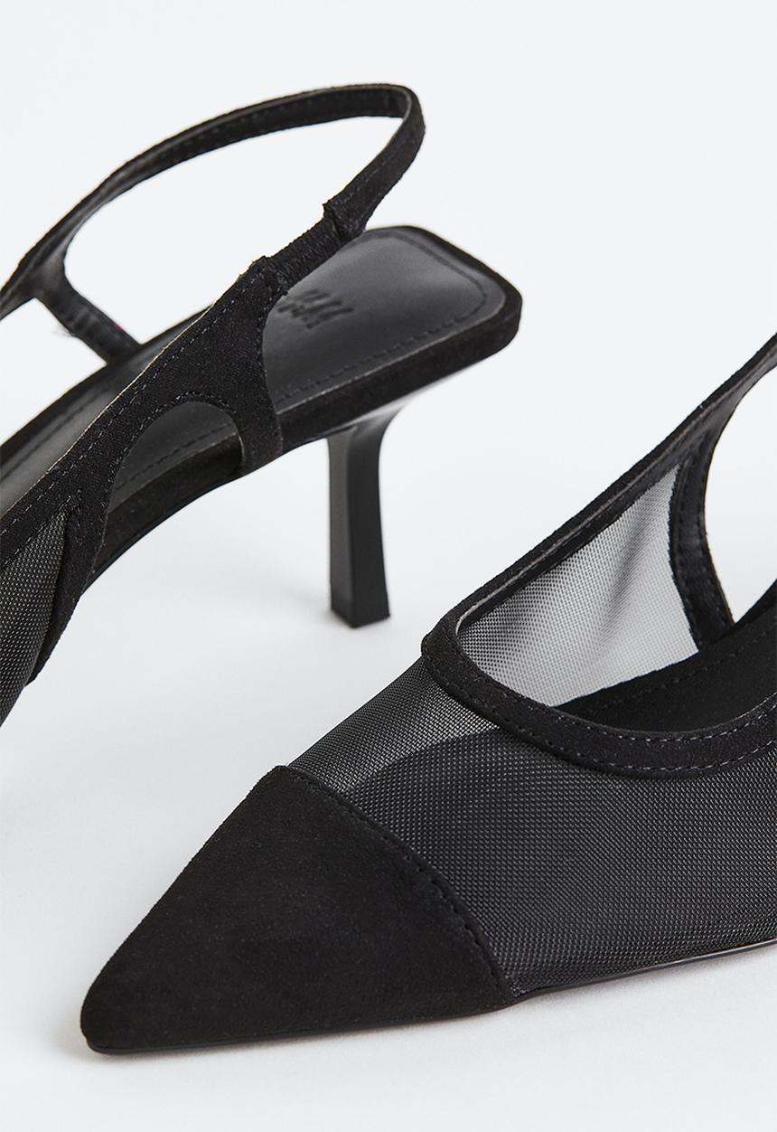 H&M - Mesh-detail slingbacks - black