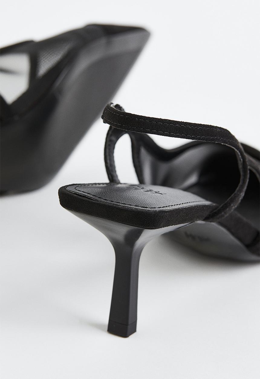H&M - Mesh-detail slingbacks - black