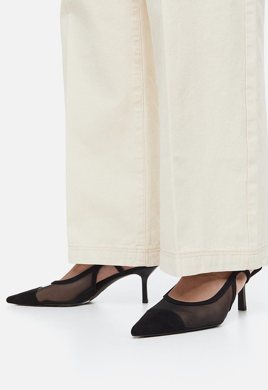 H&M - Mesh-detail slingbacks - black