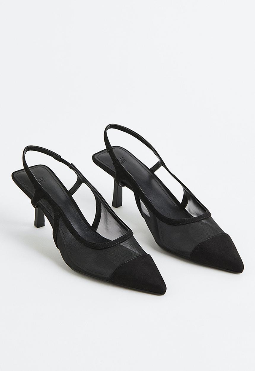 H&M - Mesh-detail slingbacks - black