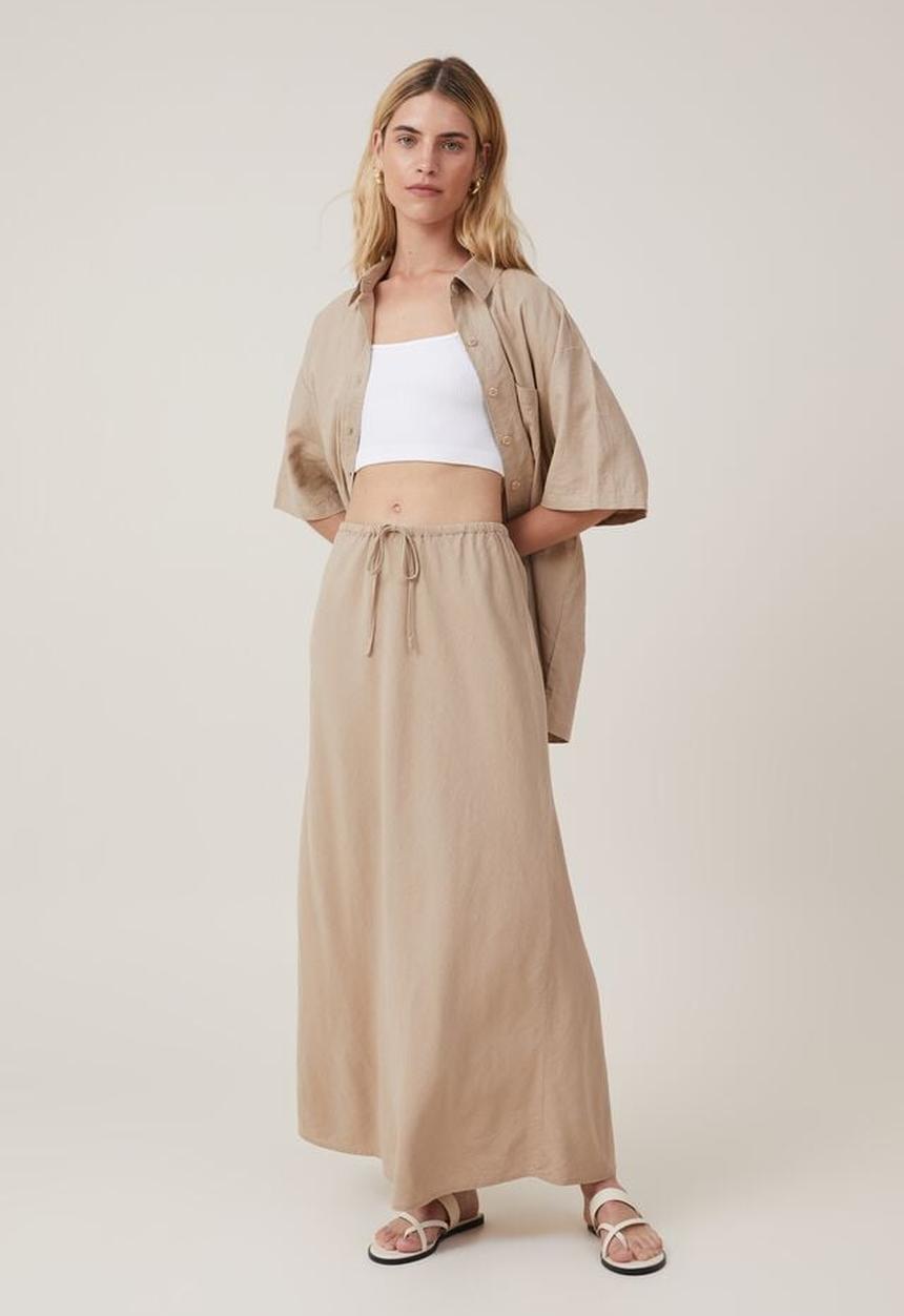 Cotton On - Haven maxi slip skirt - mid taupe