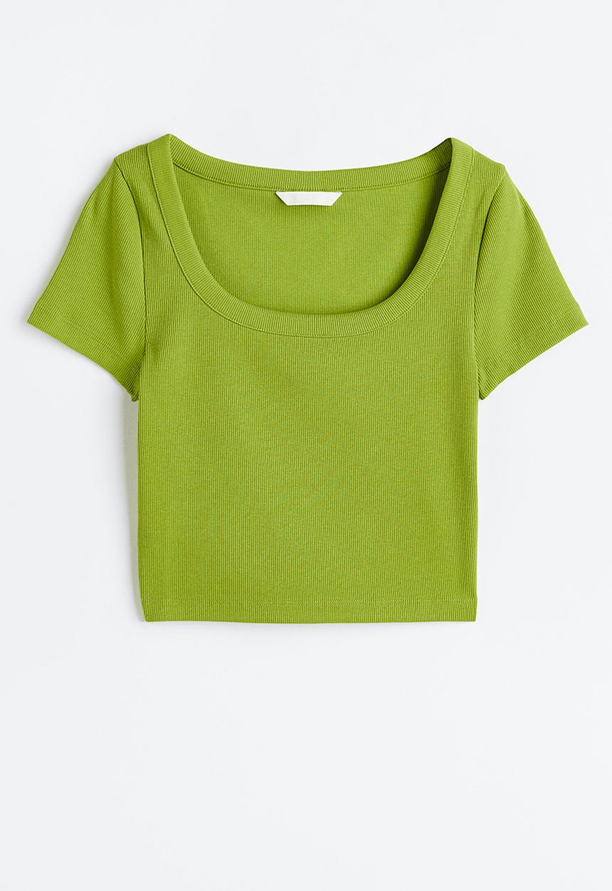 H&M - Ribbed cotton top - lime green
