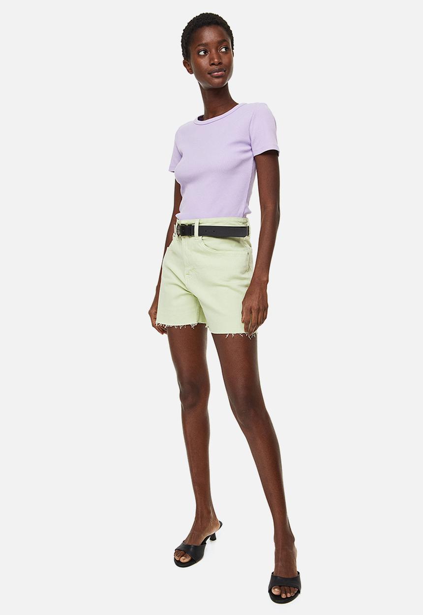 H&M - Fitted ribbed top - light purple 
