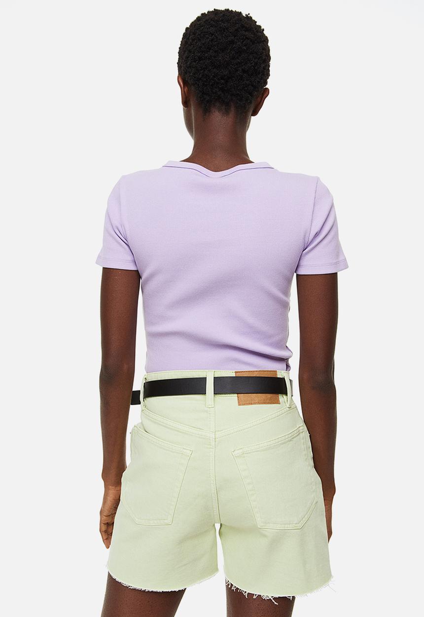 H&M - Fitted ribbed top - light purple 