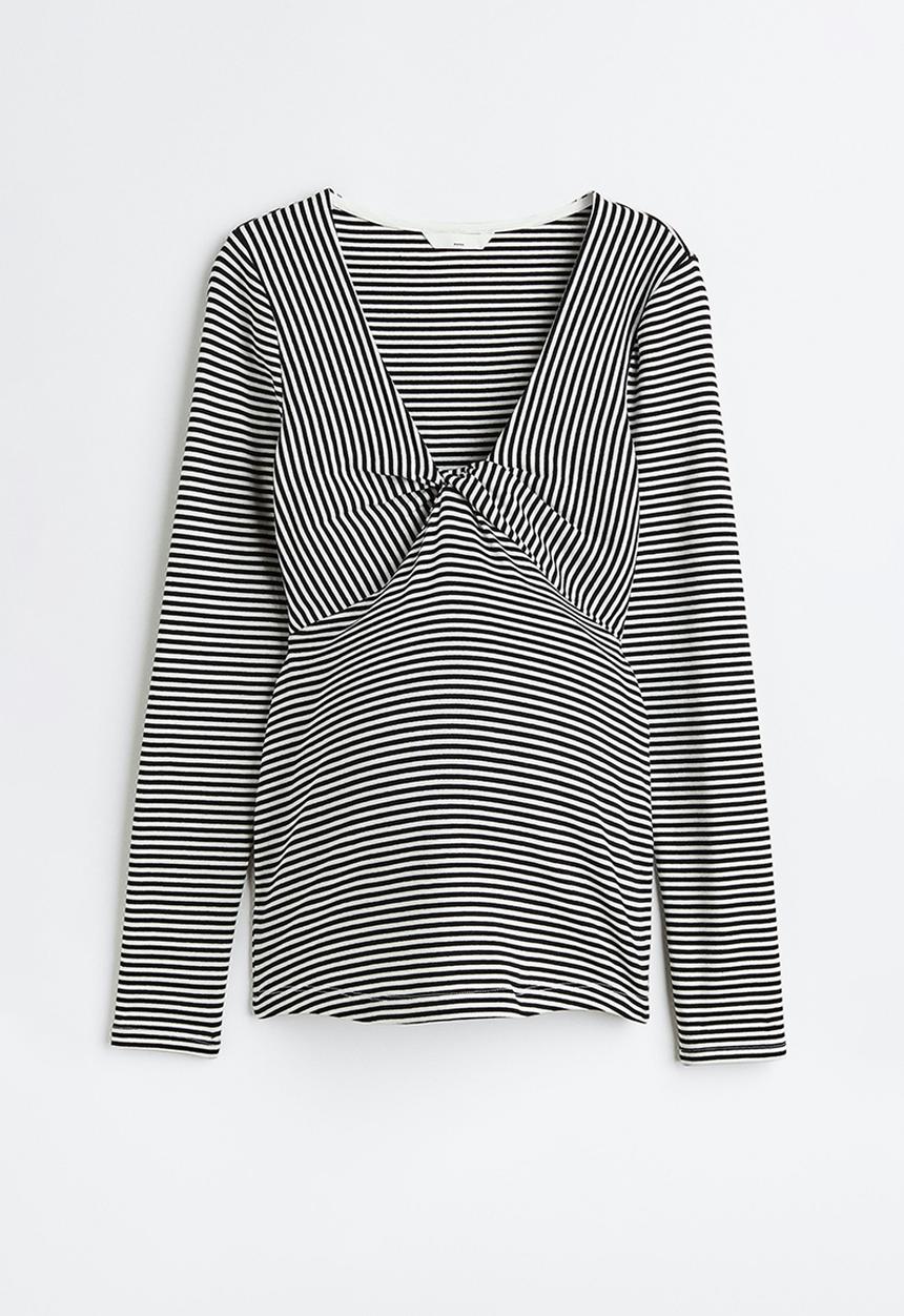 H&M - Mama knot-detail top - black/striped