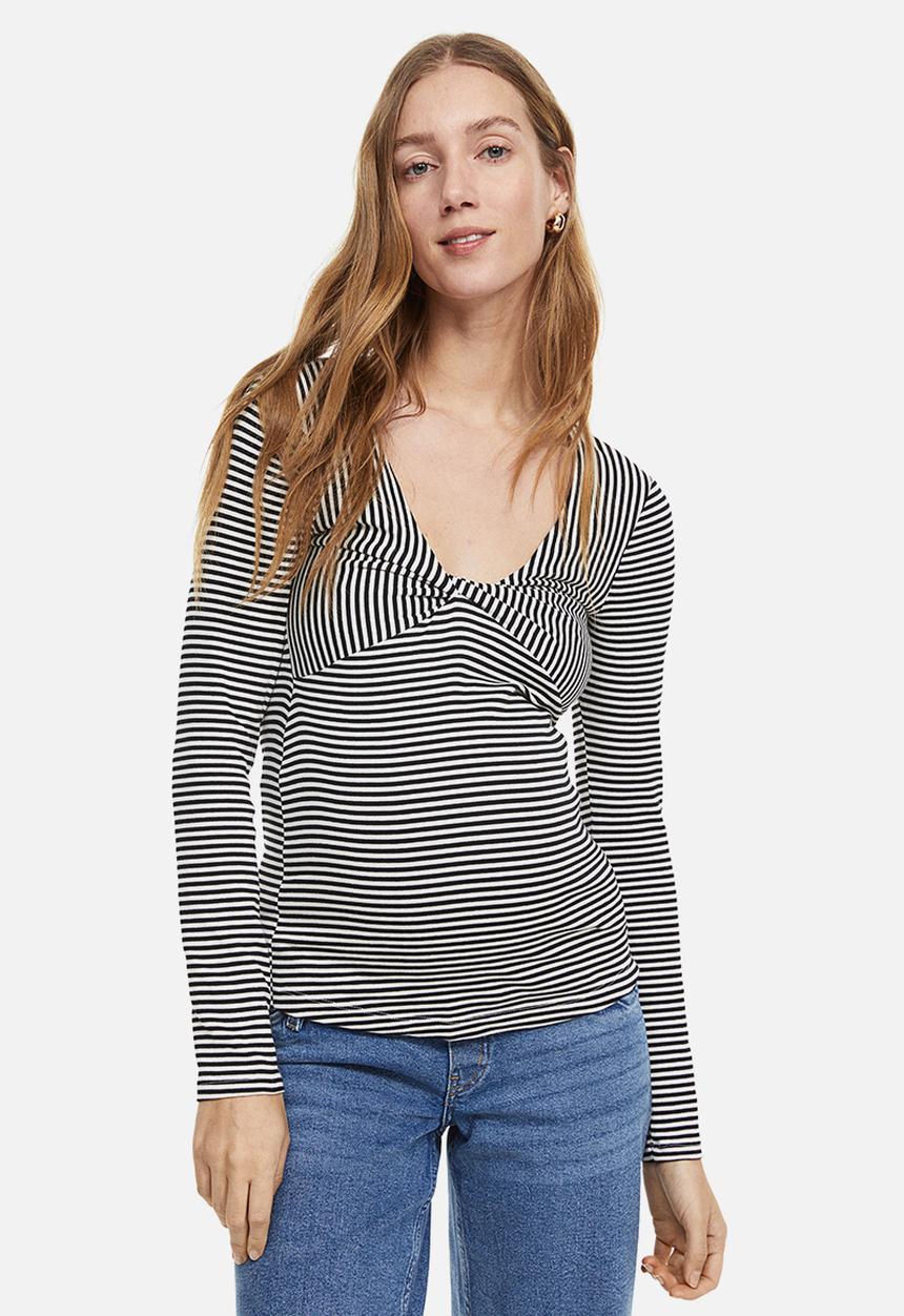 H&M - Mama knot-detail top - black/striped
