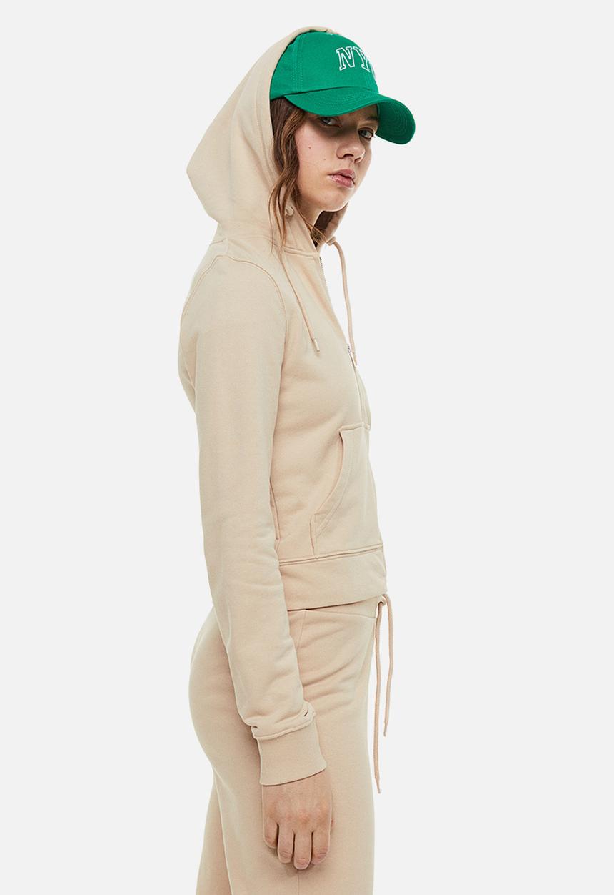 H&M - Fitted zip-through hoodie - beige