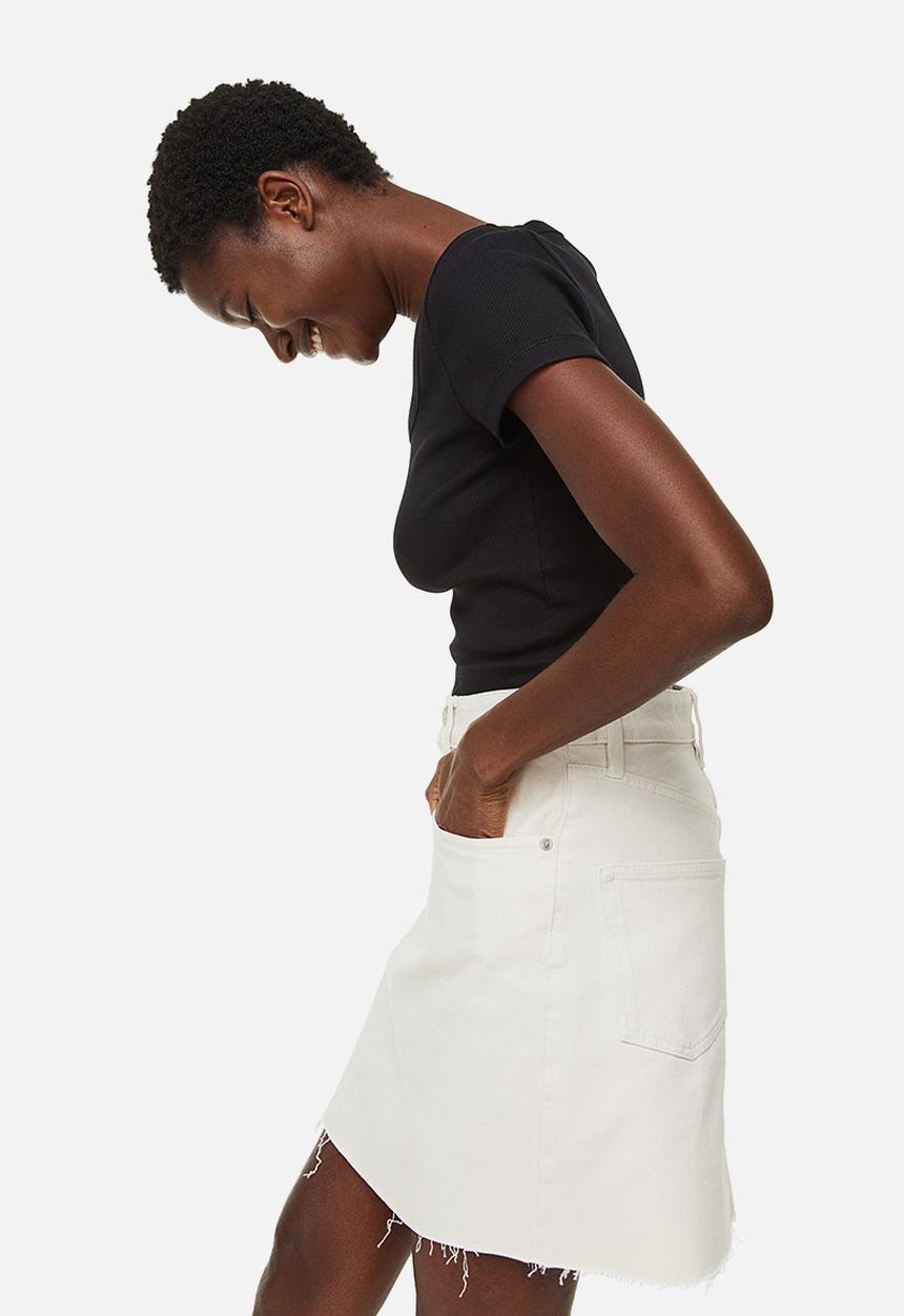H&M - Ribbed cotton top - black