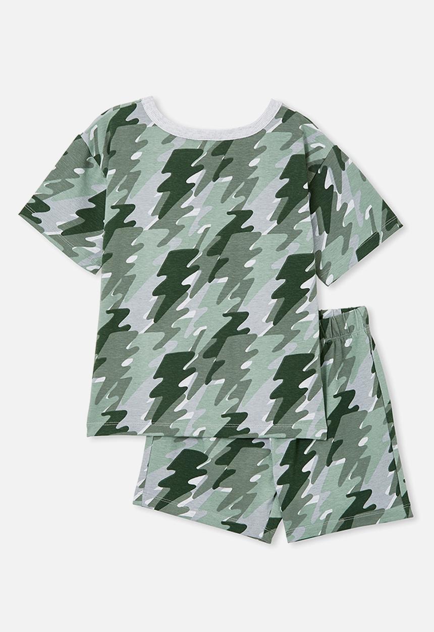 Cotton On - Felix short sleeve pyjama set - swag green/lightning bolt camo