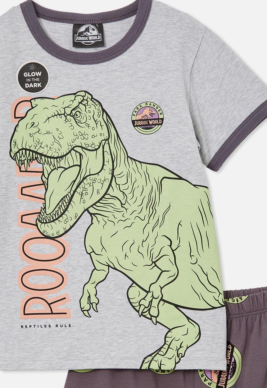 Cotton On - Felix short sleeve pyjama set license - lcn uni cloud marle/jurassic park roarrr