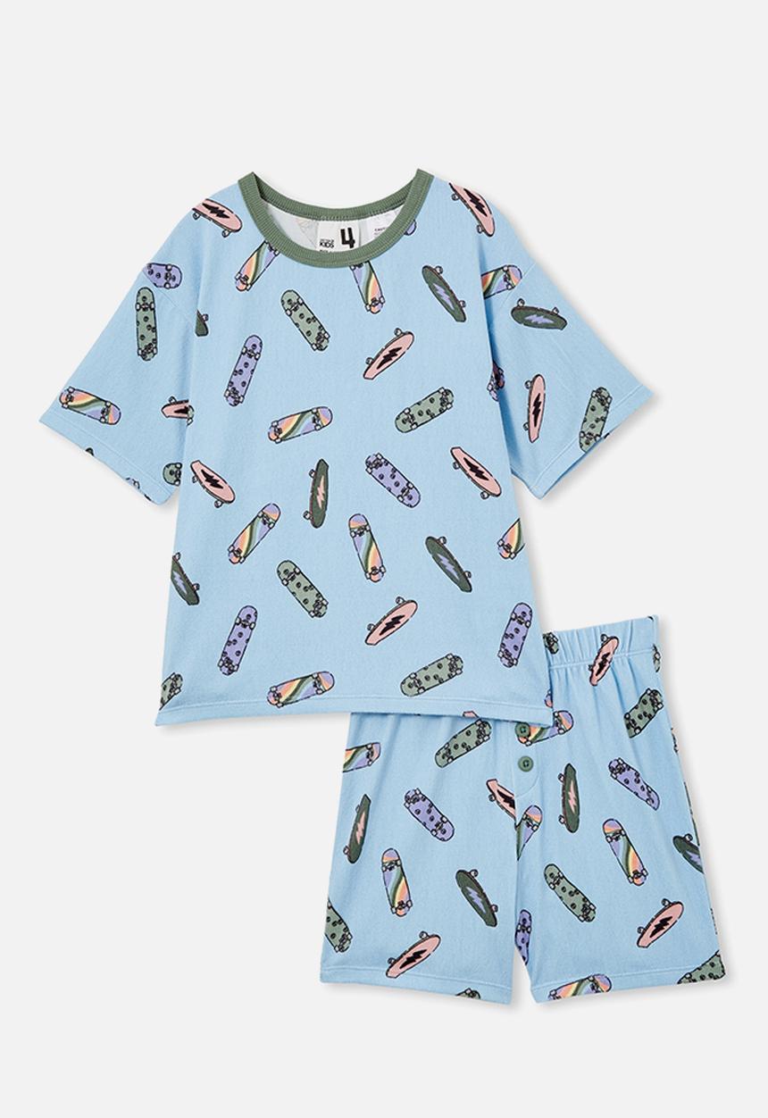 Cotton On - Finn short sleeve pyjama set - sky haze/skateboards