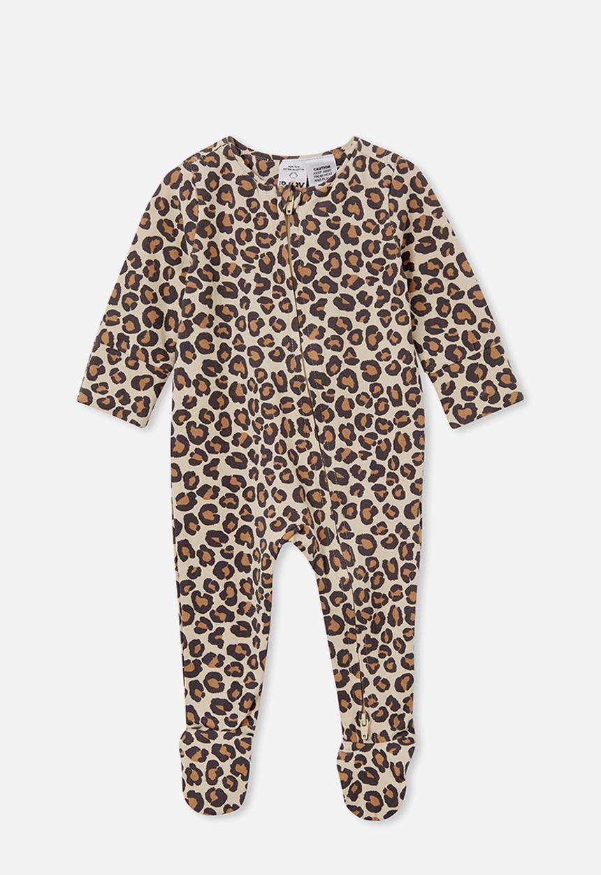 Cotton On - The long sleeve zip romper - rainy day/leo leopard