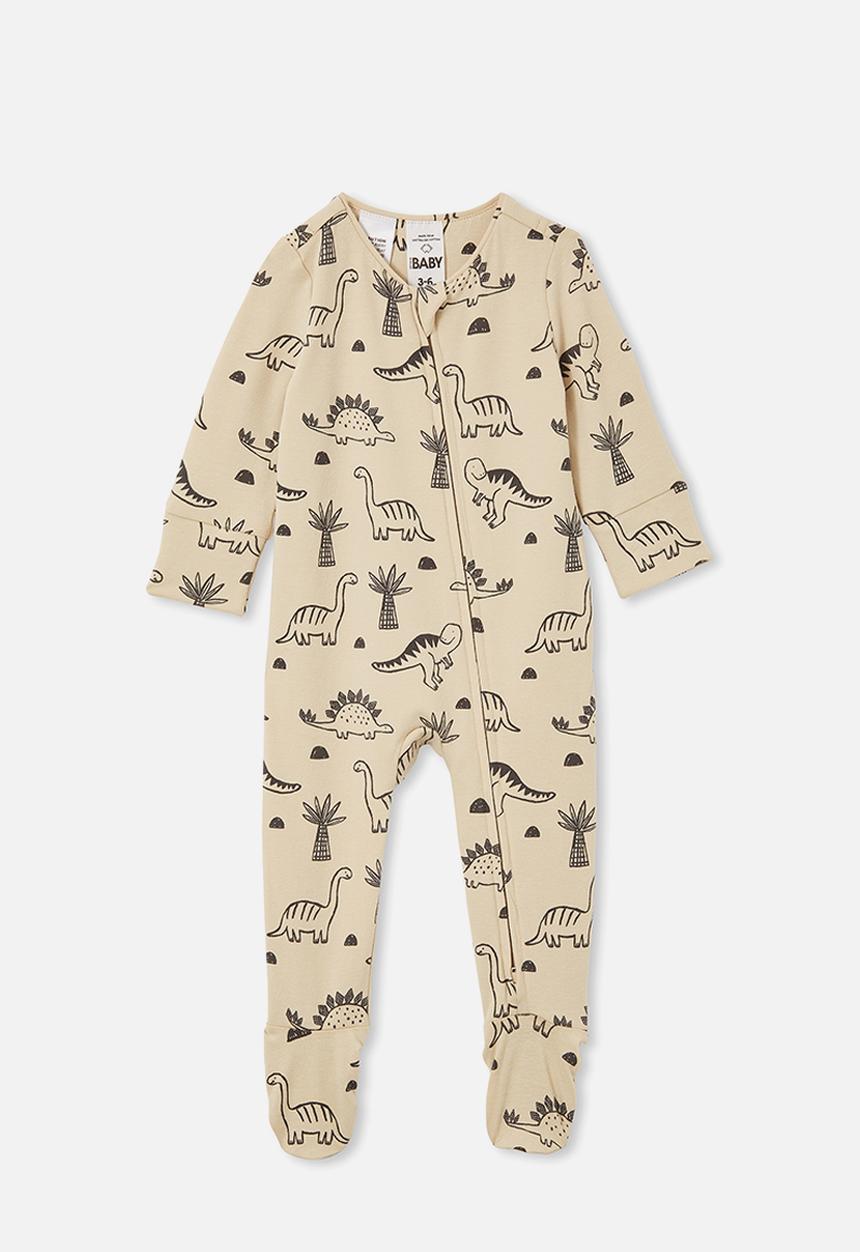 Cotton On - The long sleeve zip romper - rainy day/dino desert