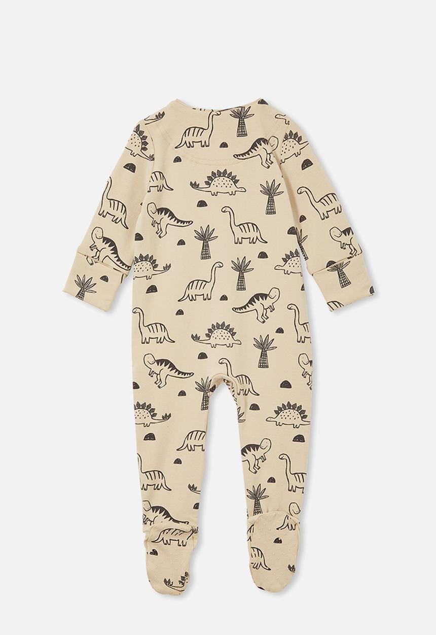 Cotton On - The long sleeve zip romper - rainy day/dino desert